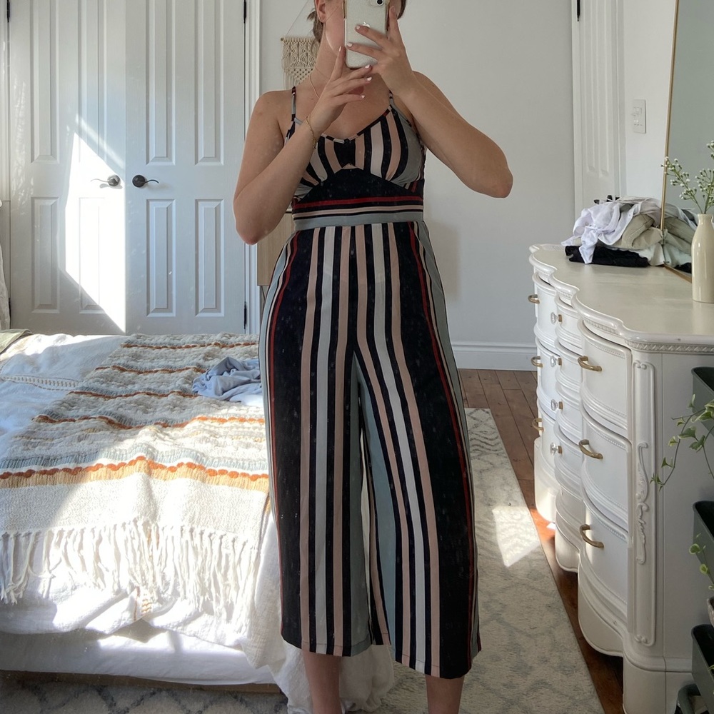 Multi-Coloured Striped Jumpsuit
